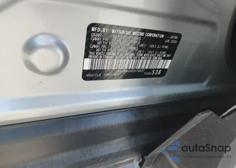 2024 Mitsubishi Eclipse Cross Se z USA, uszkodzony, nr VIN JA4ATWAAXRZ079637